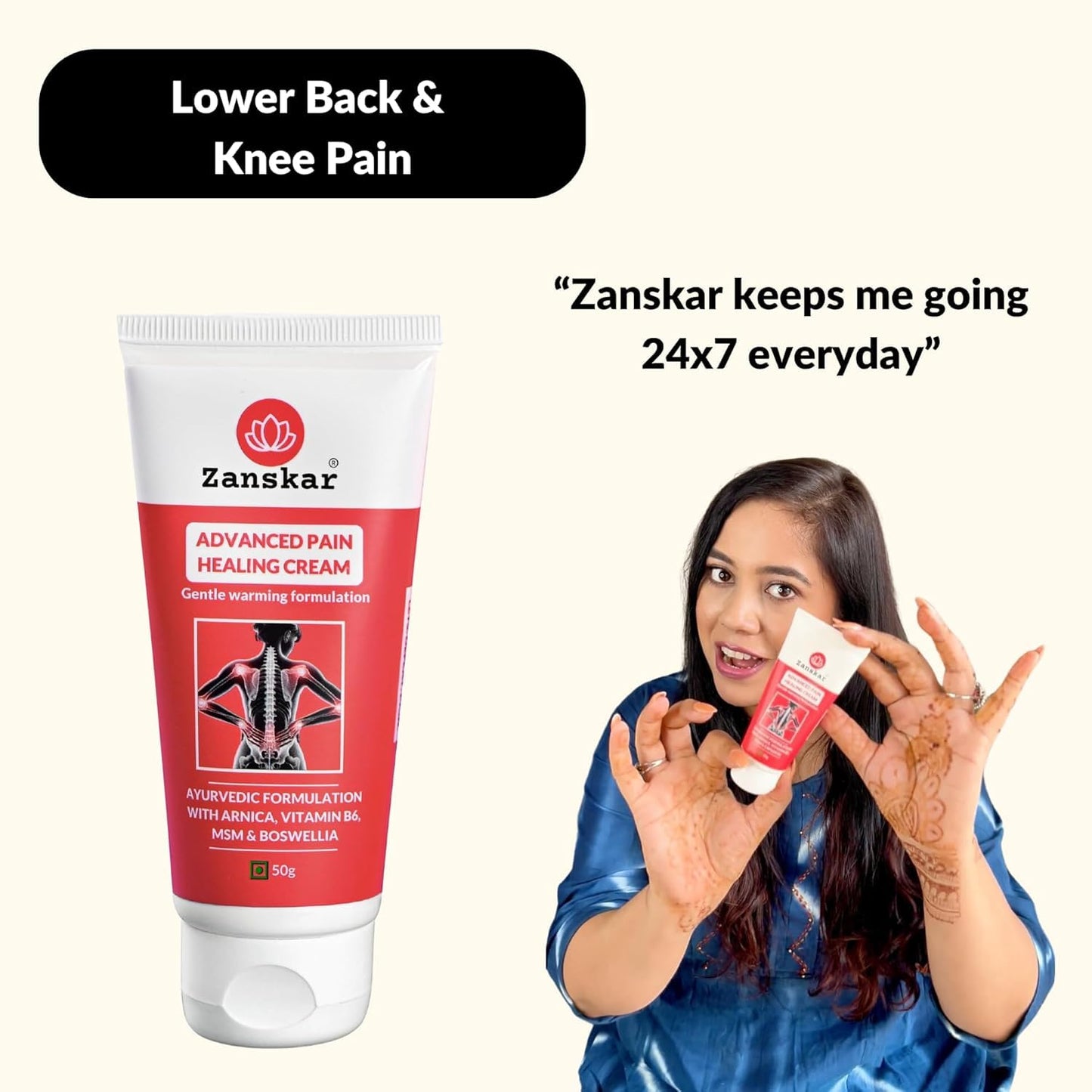 Advanced Pain Healing Cream | Deep Relief from Back Pain, Knee Pain, Neck Pain, Shoulder Pain & Sprains
