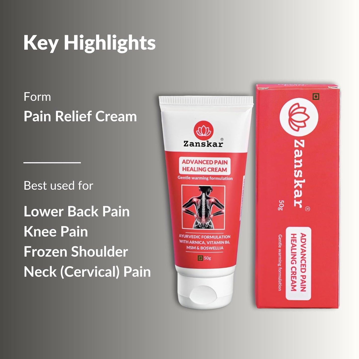 Advanced Pain Healing Cream | Deep Relief from Back Pain, Knee Pain, Neck Pain, Shoulder Pain & Sprains